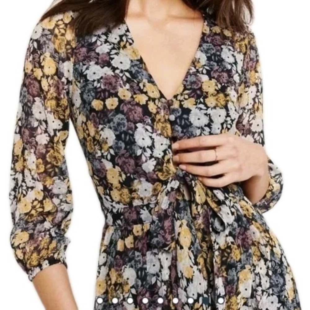 Abercrombie & Fitch Womens Medium Cottagecore Midi Dress Boho Floral Ruffle Hem